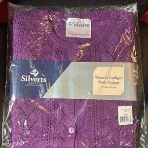 SILVERTS - WOMEN'S CARDIGAN WITH POCKETS - MEDIUM - PLUM